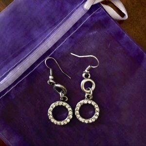 Crystal encrusted silver hoop earrings